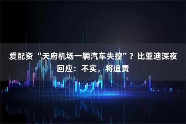 爱配资 “天府机场一辆汽车失控”？比亚迪深夜回应：不实，将追责